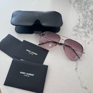 Saint Laurent Black Frame with Pink Lens Sunglasses